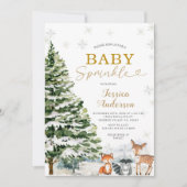Rustic Animal Pine Trees Christmas Baby Sprinkle 招待状 (正面)