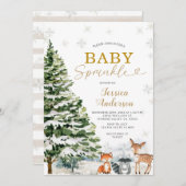 Rustic Animal Pine Trees Christmas Baby Sprinkle 招待状 (正面/裏面)