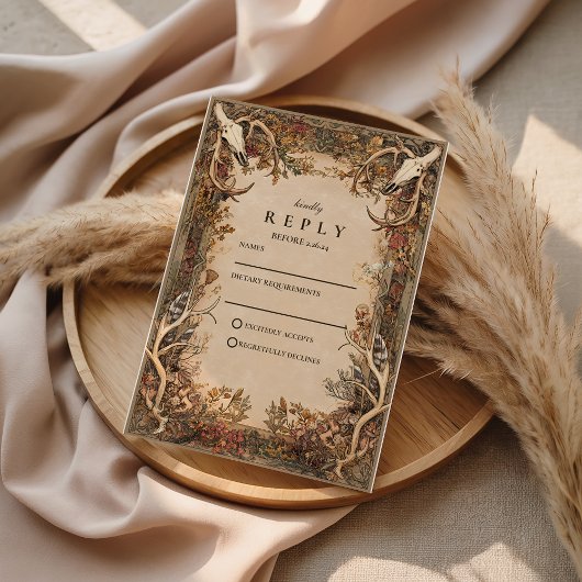 Rustic Antler Autumn Wedding 出欠カード