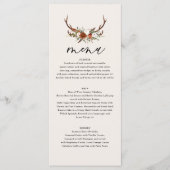 Rustic Antler Floral Wedding Boho Woodland メニュー (正面)