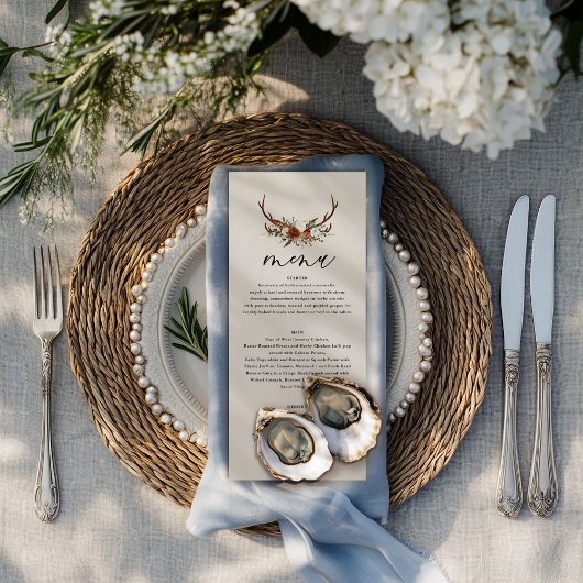 Rustic Antler Floral Wedding Boho Woodland メニュー