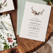 Rustic Antler Floral Wedding Boho Woodland Barn 招待状