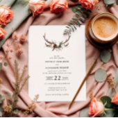 Rustic Antler Floral Wedding Boho Woodland Barn 招待状