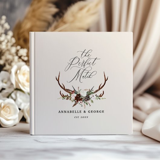Rustic Antler Floral Wedding Boho Woodland Guest B ゲストブック