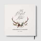 Rustic Antler Floral Wedding Boho Woodland Guest B ゲストブック (裏面)