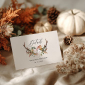 Rustic Antler Floral Wedding woodland Boho Details エンクロージャーカード
