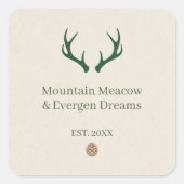 Rustic Antler Pine Cone Personalized Candle Label スクエアシール (正面)