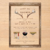 Rustic Antlers Honey Do Couples Wedding Shower  アクリル招待状 (正面)