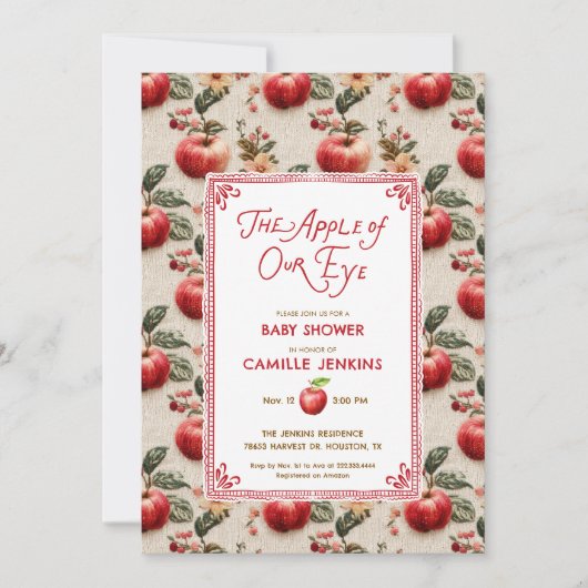 Rustic Apple of Our Eye Baby Shower Invitation 招待状 (正面)
