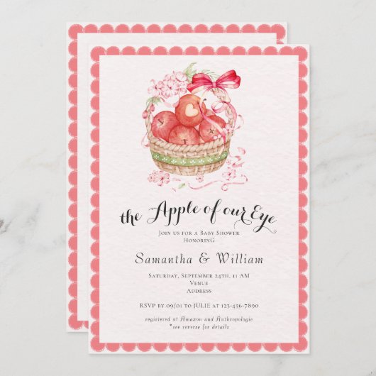 Rustic Apple Of Our Eye Fall Harvest Baby Shower 招待状 (正面/裏面)