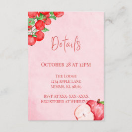 Rustic Apple Shower Details Card – Red Watercolor エンクロージャーカード