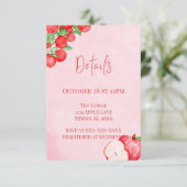 Rustic Apple Shower Details Card – Red Watercolor エンクロージャーカード (スタンド正面)