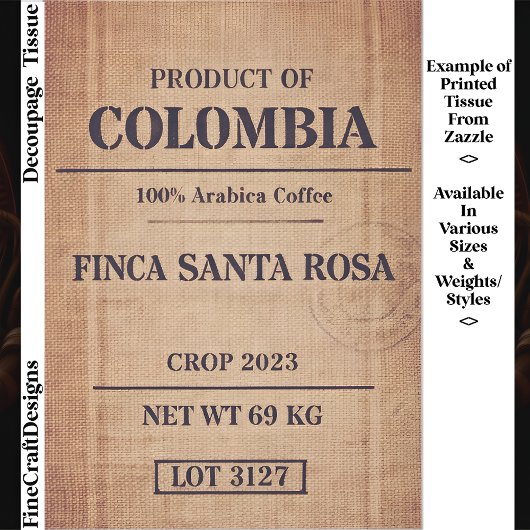 Rustic Arabica Coffee Packaging FC8 Decoupage 薄葉紙