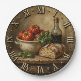 Rustic Artisan Bread & Heirloom Tomatoes Farmhouse ペーパープレート