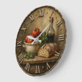 Rustic Artisan Bread & Heirloom Tomatoes Farmhouse ラージ壁時計 (傾斜)
