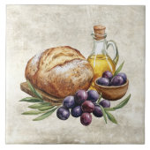 Rustic Artisan Bread Olive Oil Faux Texture  タイル (正面)