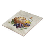 Rustic Artisan Bread Olive Oil Faux Texture  タイル (側面)