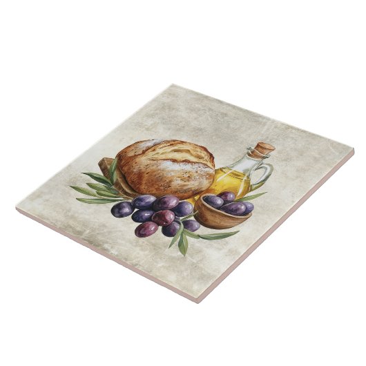 Rustic Artisan Bread Olive Oil Faux Texture  タイル (側面)