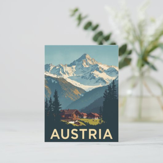 Rustic Austria Mountain Cabin ポストカード (スタンド正面)