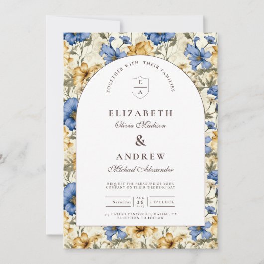 Rustic Autumn Botanical Wedding 招待状 (正面)