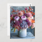 Rustic Autumn Bouquet with Dahlias and Hydrangeas ポストカード (正面/裏面)