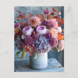 Rustic Autumn Bouquet with Dahlias and Hydrangeas ポストカード