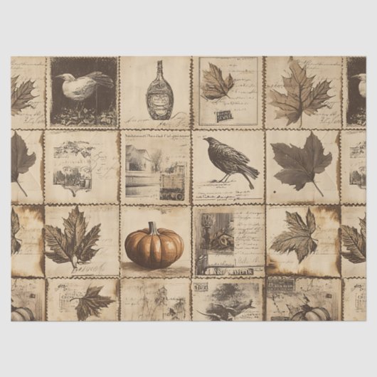 Rustic Autumn Ephemera Collage | ウォームアーシー (2) 薄葉紙 (正面)