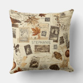 Rustic Autumn Ephemera Collage | Warm Earthy クッション (裏面)