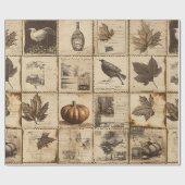 Rustic Autumn Ephemera Collage | Warm Earthy (2) ラッピングペーパー (フラット)