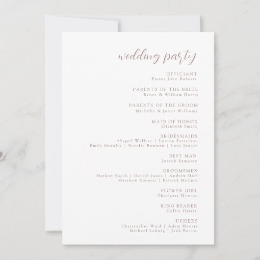 Rustic Autumn Fall Floral Wedding Program  招待状 (正面)