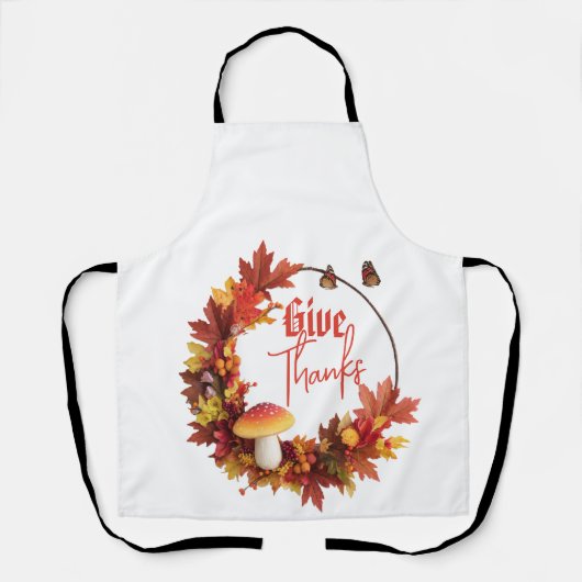 Rustic Autumn Fall Give Thanks エプロン (正面)