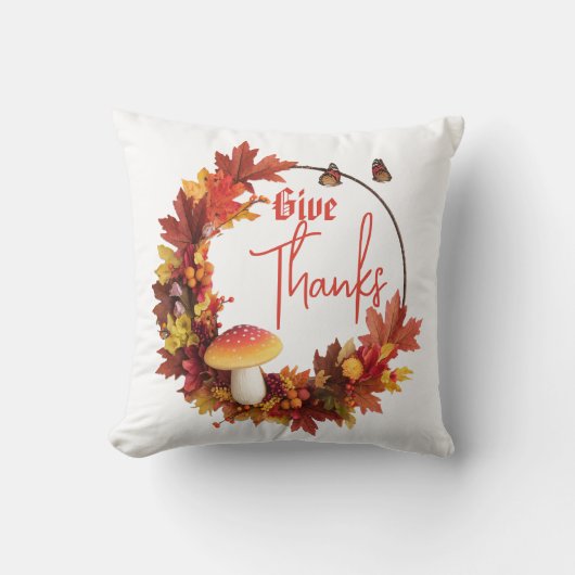 Rustic Autumn Fall Give Thanks クッション (正面)