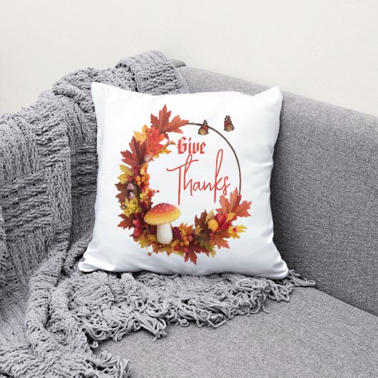 Rustic Autumn Fall Give Thanks クッション