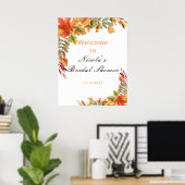 Rustic Autumn Fall Leaves Bridal Shower Welcome ポスター (ホームオフィス)