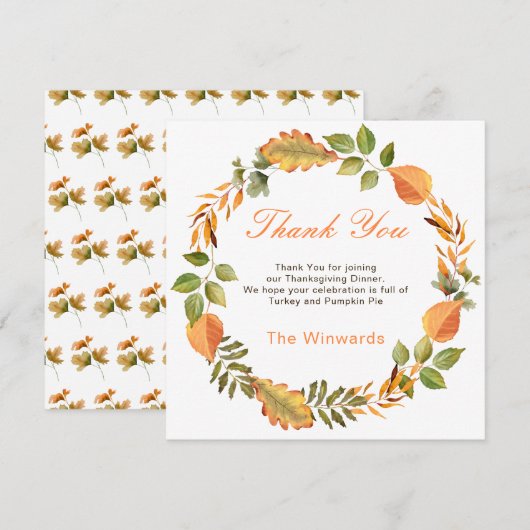 Rustic Autumn Fall Leaves Square Thanksgiving (正面/裏面)