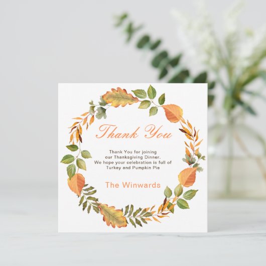 Rustic Autumn Fall Leaves Square Thanksgiving  (スタンド正面)