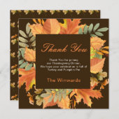 Rustic Autumn Fall Leaves Square Thanksgiving  (正面/裏面)