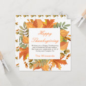 Rustic Autumn Fall Leaves Square Thanksgiving  カード (正面/裏面インサイチュ)
