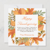 Rustic Autumn Fall Leaves Square Thanksgiving  カード (正面)