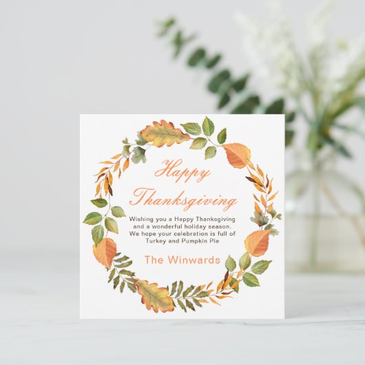 Rustic Autumn Fall Leaves Square Thanksgiving  カード (スタンド正面)