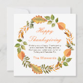 Rustic Autumn Fall Leaves Square Thanksgiving カード (正面)