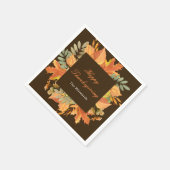 Rustic Autumn Fall Leaves Square Thanksgiving  スタンダードカクテルナプキン (角)
