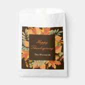 Rustic Autumn Fall Leaves Square Thanksgiving フェイバーバッグ (正面)