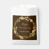 Rustic Autumn Fall Leaves Square Thanksgiving フェイバーバッグ (正面)