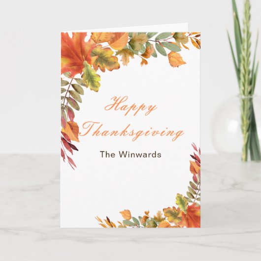 Rustic Autumn Fall Leaves Thanksgiving Party シーズンカード (正面)