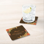 Rustic Autumn Fall Leaves Thanksgiving Party スクエアペーパーコースター (インサイチュ)