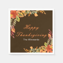 Rustic Autumn Fall Leaves Thanksgiving Party スタンダードカクテルナプキン