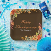 Rustic Autumn Fall Leaves Thanksgiving Party ペーパープレート (パーティー)