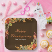 Rustic Autumn Fall Leaves Thanksgiving Party ペーパープレート (パーティー)