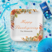 Rustic Autumn Fall Leaves Thanksgiving Party ペーパープレート (パーティー)